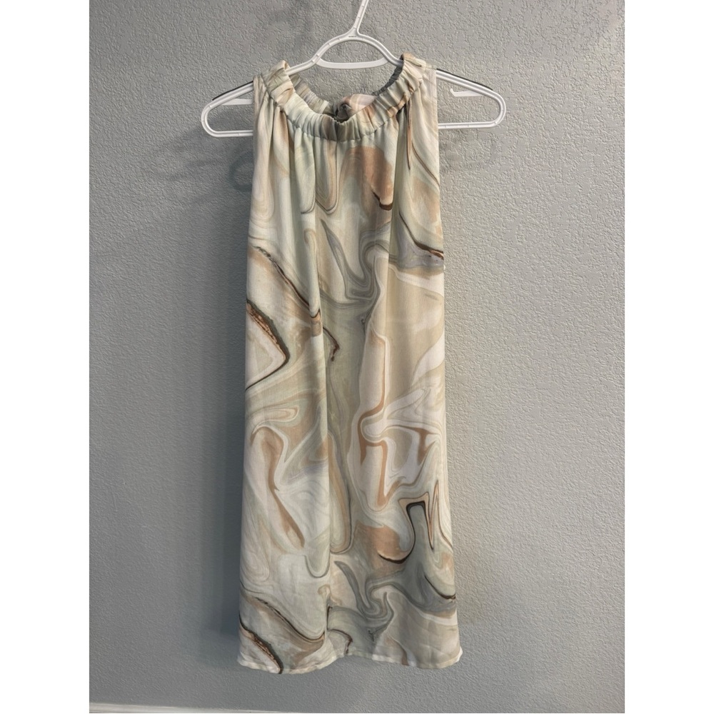 Prologue Marble Print Dress - Cream and Tan